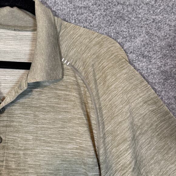 Lululemon Shirt Mens Medium Green Polo Short Sleeve Performance Stretch - Picture 4 of 9